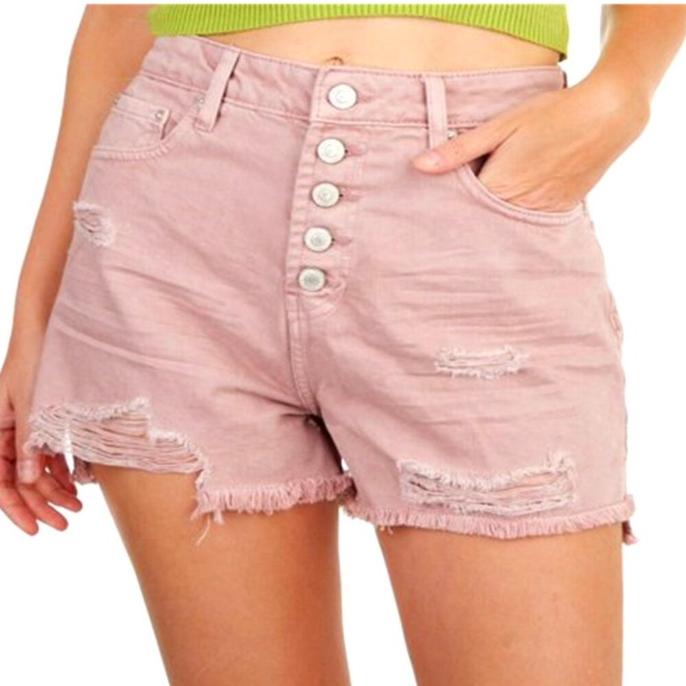 NEW! Vanilla Star Shorts Distressed Faded Lilac Color Sz 3 Fringe 100% Cotton